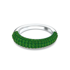 Tigris ring, Green, Rhodium plated